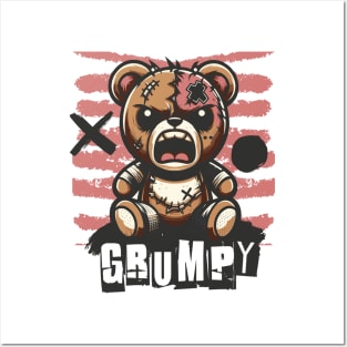 Grumpy Teddy Bear Illustration art cartoon Posters and Art